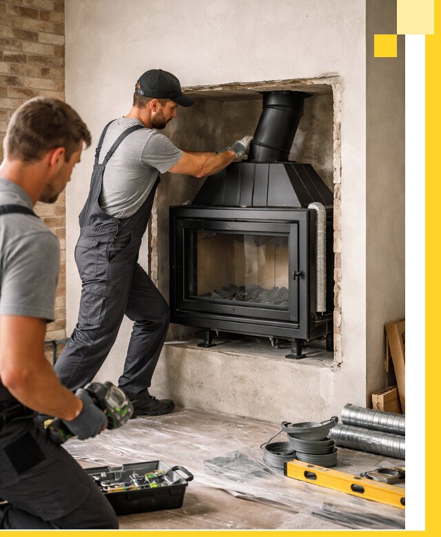 Установка каминных топок в Каспийске: монтаж, подключение