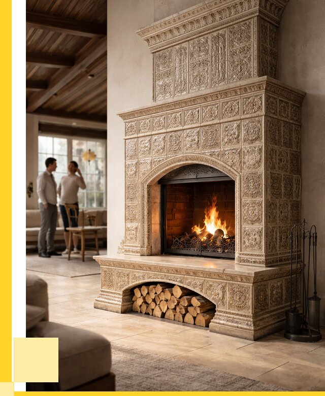 Купить изразцовый камин в Каспийске от 254525 р. | ЭриданКсп