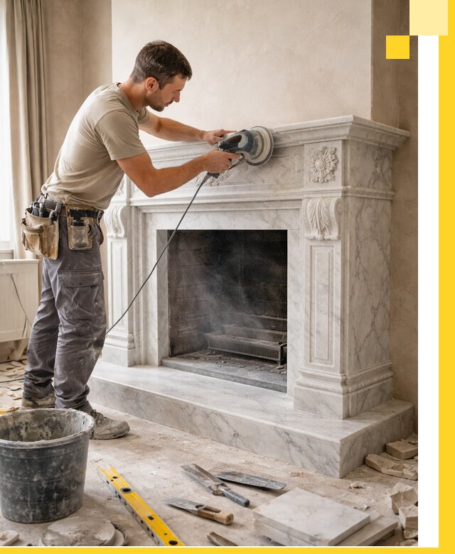 Изготовление и установка мраморных каминов в Каспийске под ключ