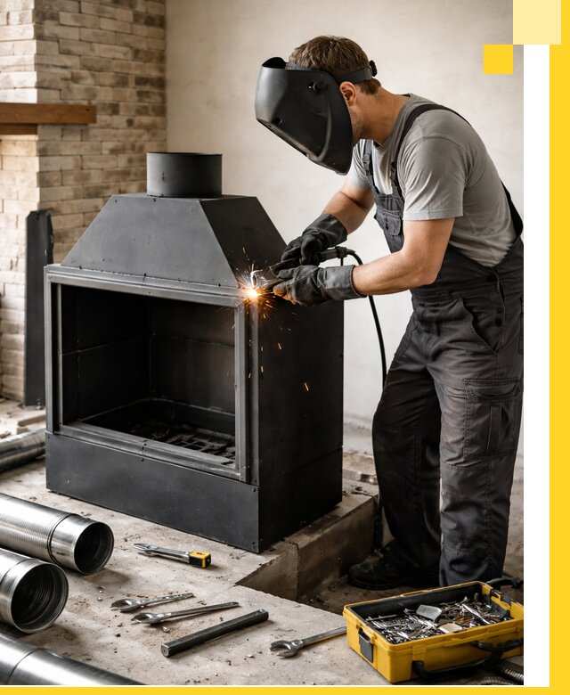 Продажа и установка металлических каминов в Каспийске под ключ