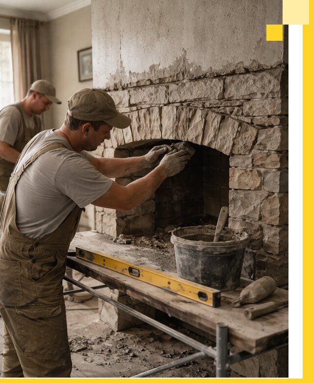 Изготовление каминов под ключ в Каспийске, монтаж и отделка