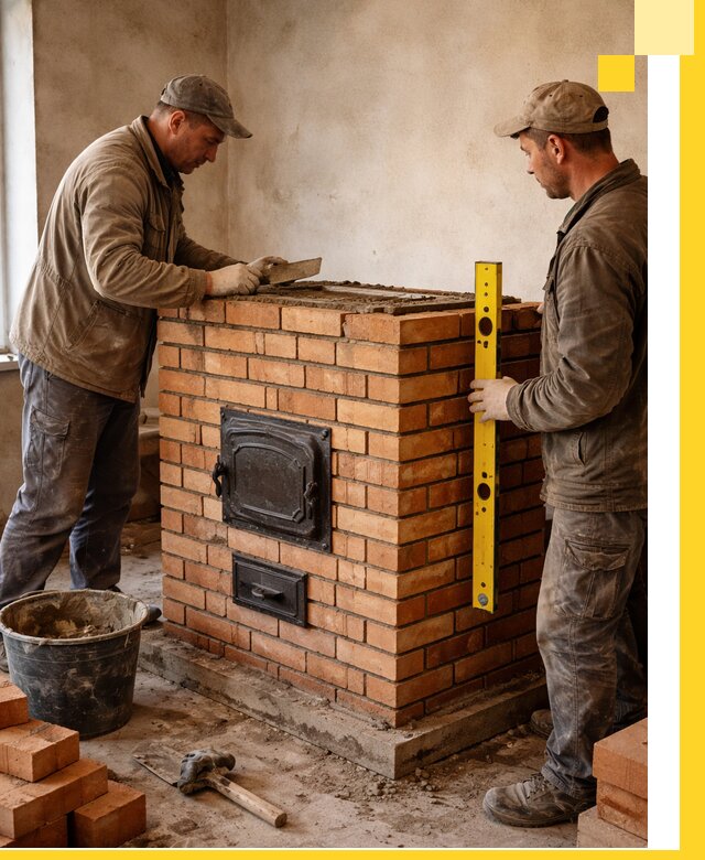 Отопительные печи под ключ в Каспийске, установка и сборка