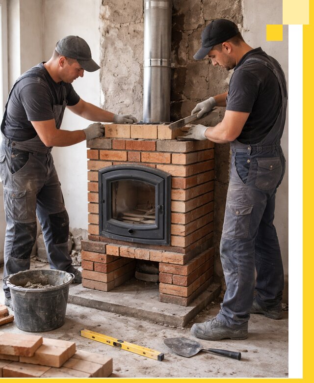 Монтаж печи камина под ключ в Каспийске с гарантией и пусконаладкой