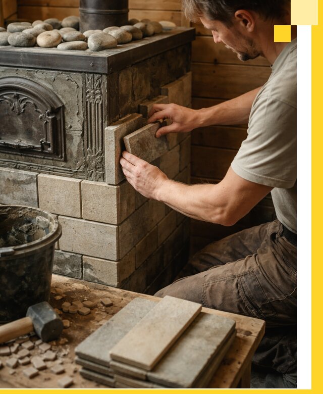 Облицовка банных печей в Каспийске профессиональная отделка