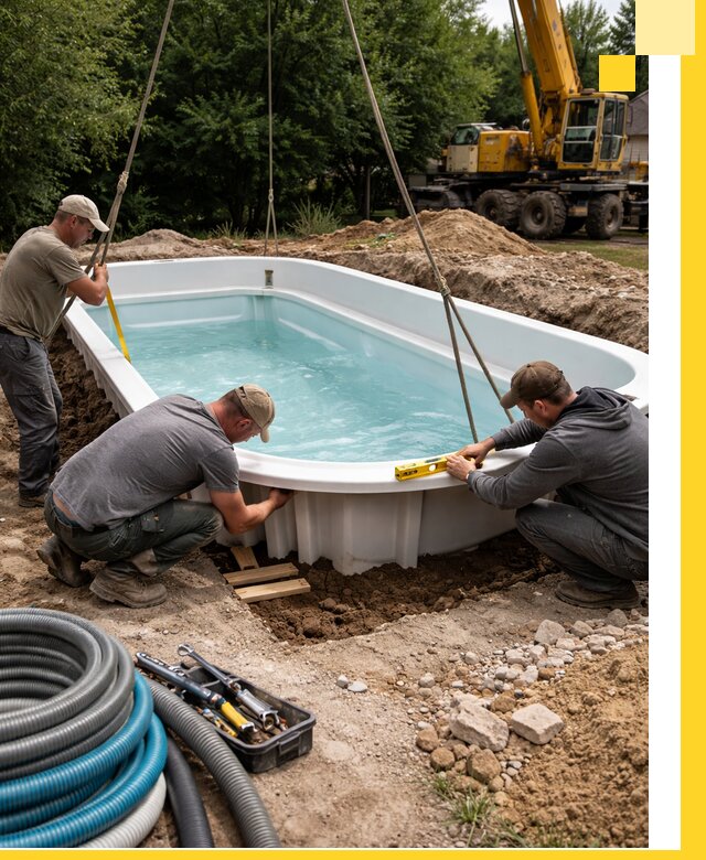 Установка и монтаж композитных бассейнов под ключ в Каспийске