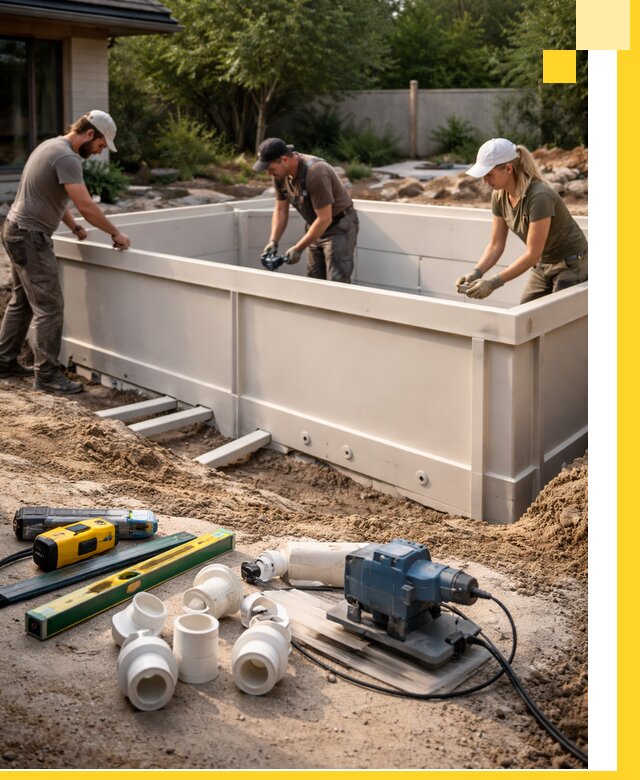 Установка полипропиленовых бассейнов под ключ в Каспийске