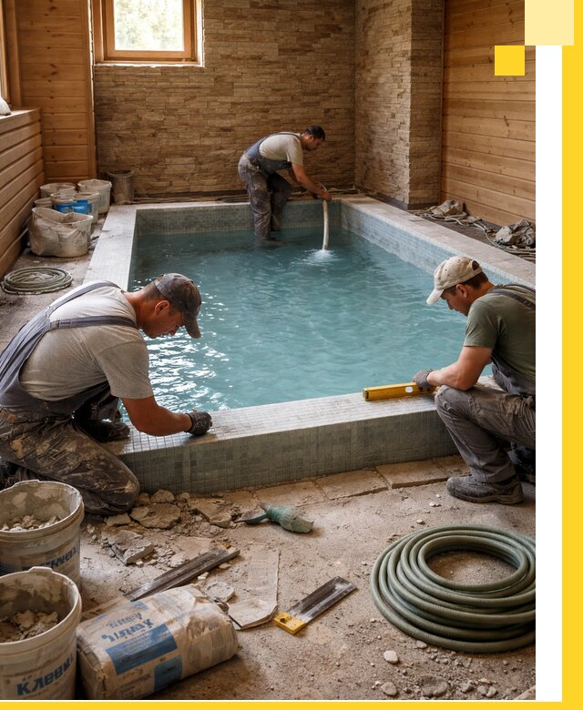 Проектирование и строительство бассейнов для бани в Каспийске