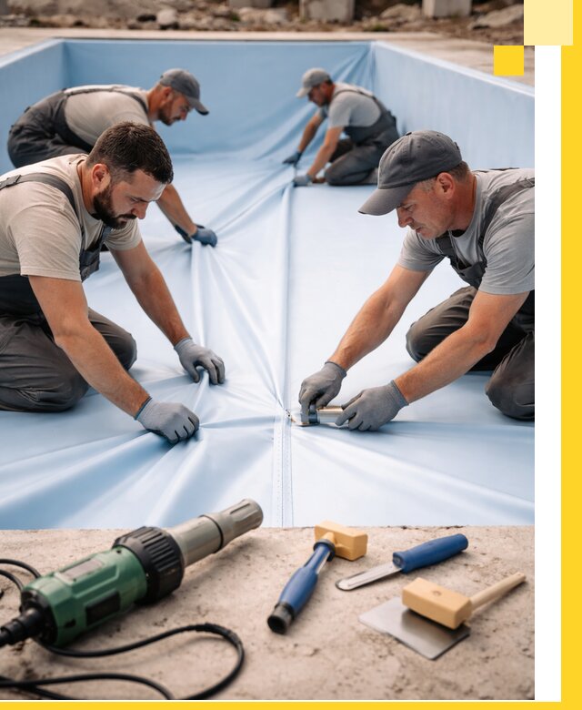 ПВХ пленка для бассейнов с монтажом и гарантией в Каспийске