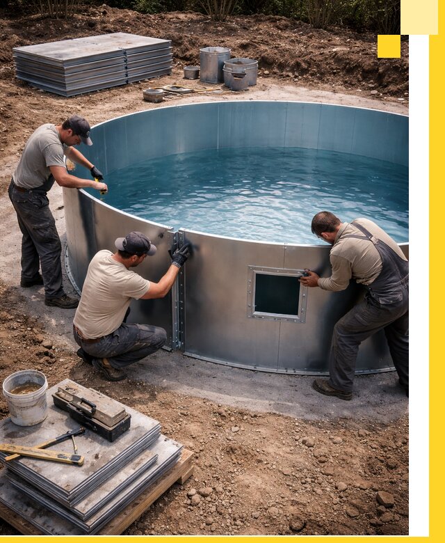 Круглые бассейны под ключ в Каспийске проектирование и монтаж