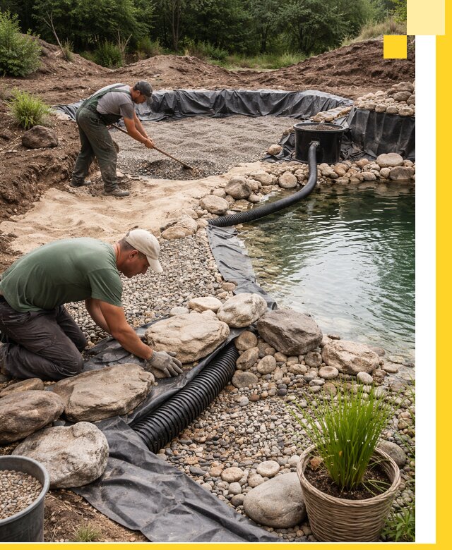 Строительство природных бассейнов и озер в Каспийске под ключ