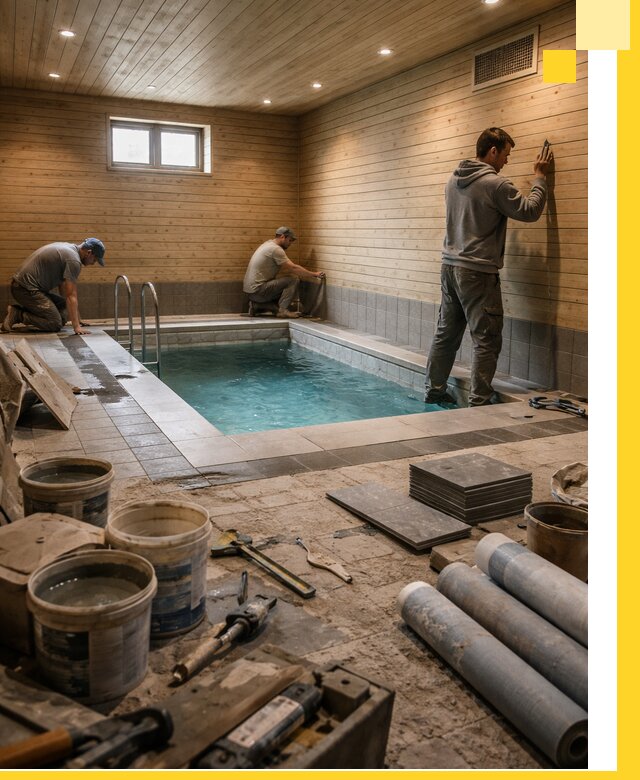 Строительство бани с бассейном и сауной под ключ в Каспийске