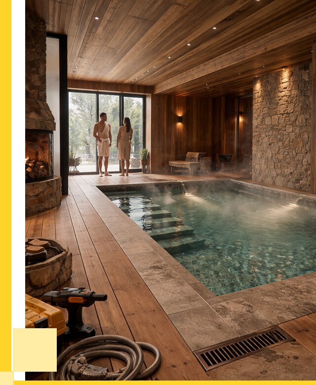 Проекты бань с бассейном под ключ в Каспийске от 76358 р., ЭриданКсп