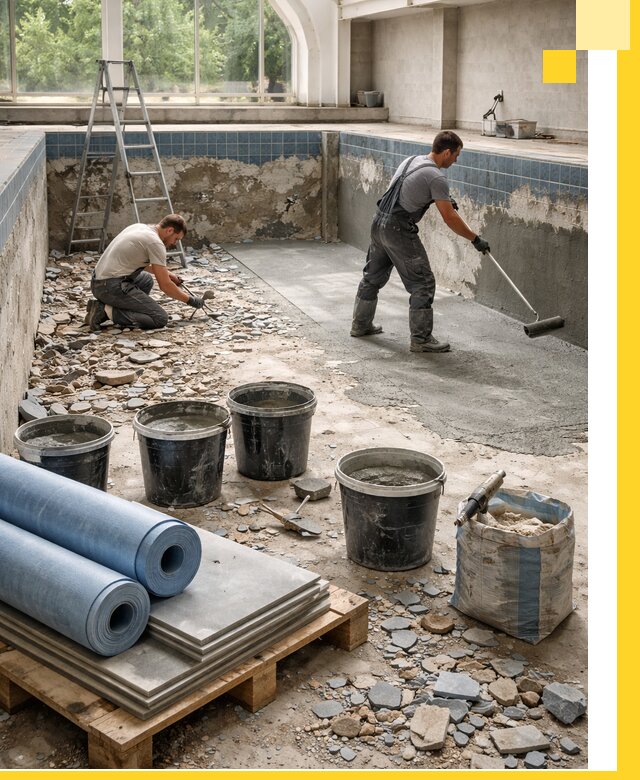 Реконструкция бассейнов в Каспийске: ремонт, гидроизоляция