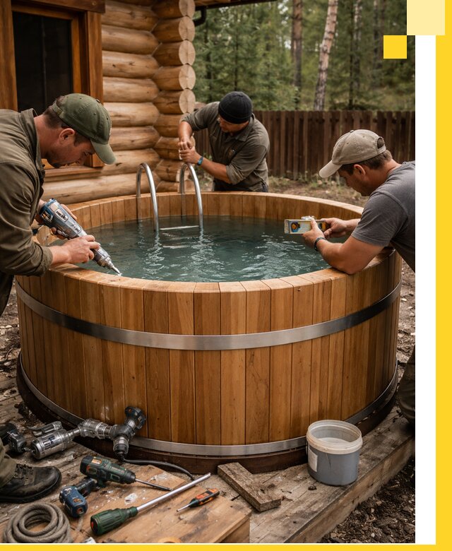 Строительство бань с купелью под ключ и отделкой в Каспийске