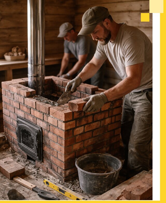 Кирпичные печи для бани под ключ в Каспийске, проект и монтаж