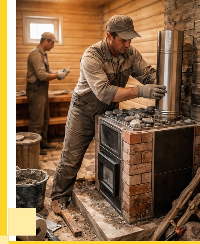 Монтаж печи в бане под ключ в Каспийске от 20362 р. | ЭриданКсп