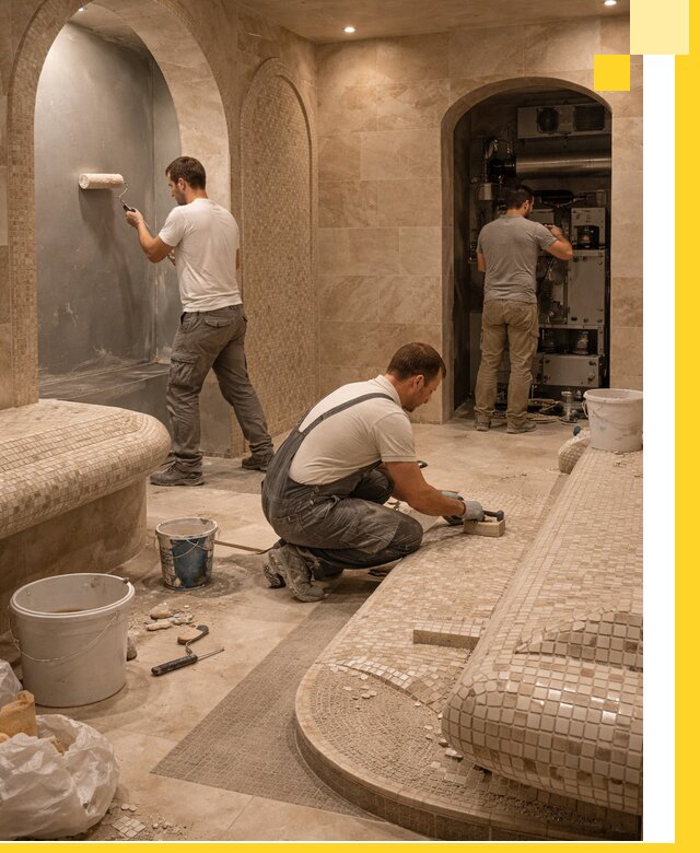 Строительство бани с хамамом и бассейном под ключ в Каспийске