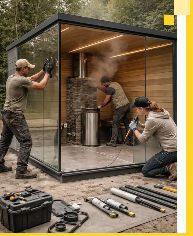 Проектирование и строительство стеклянных бань в Каспийске