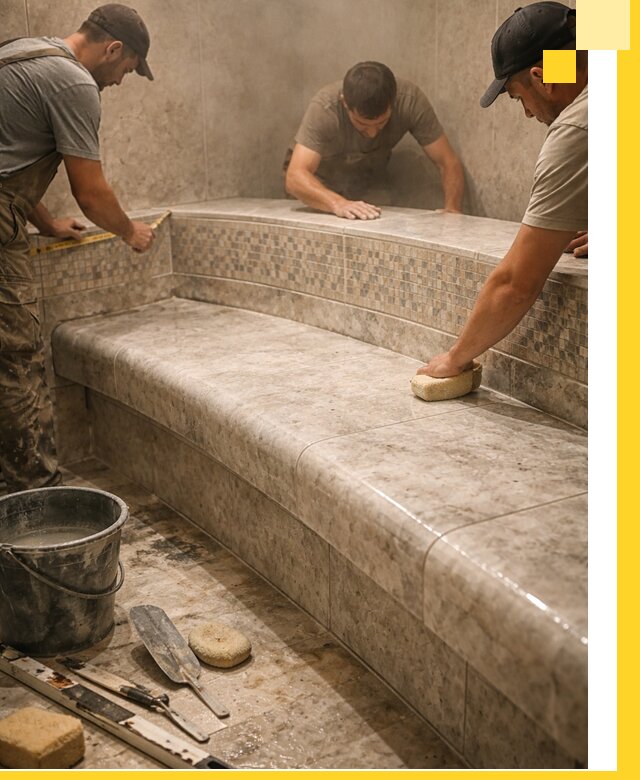 Изготовление и установка сидений для хамама в Каспийске